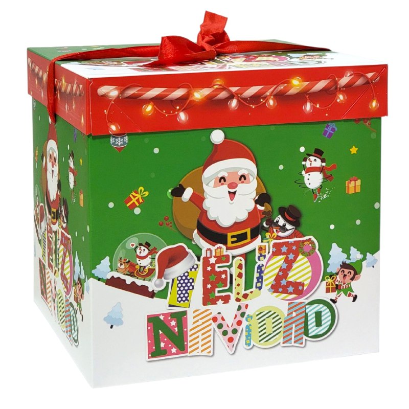 CAJA DE REGALO NAVIDEÑA GRANDE 22X22CM