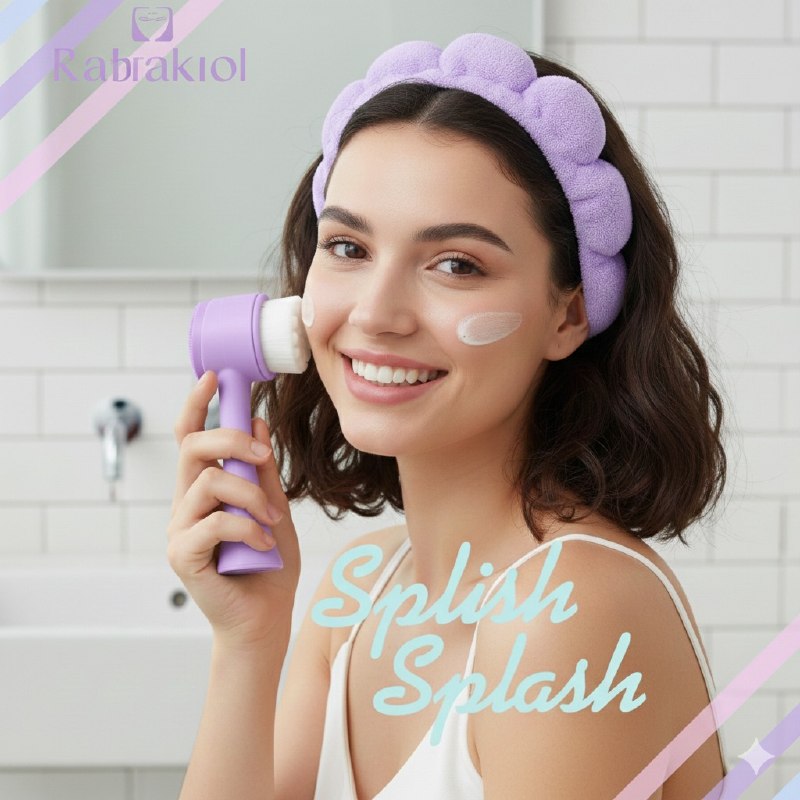KIT DE CUIDADO FACIAL, BANDA PARA EL PELO Y CEPILLO FACIAL DOBLE ACCION RUBYFACE, 3 COLORES