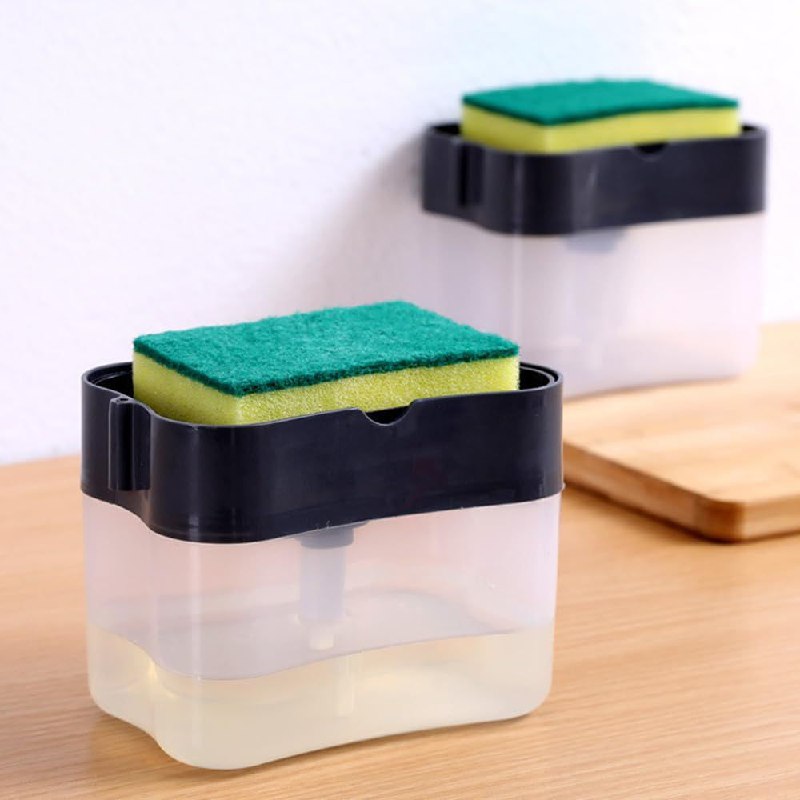 DISPENSADOR CARRITO DE JABON Y ESPONJA PARA COCINA 385ML