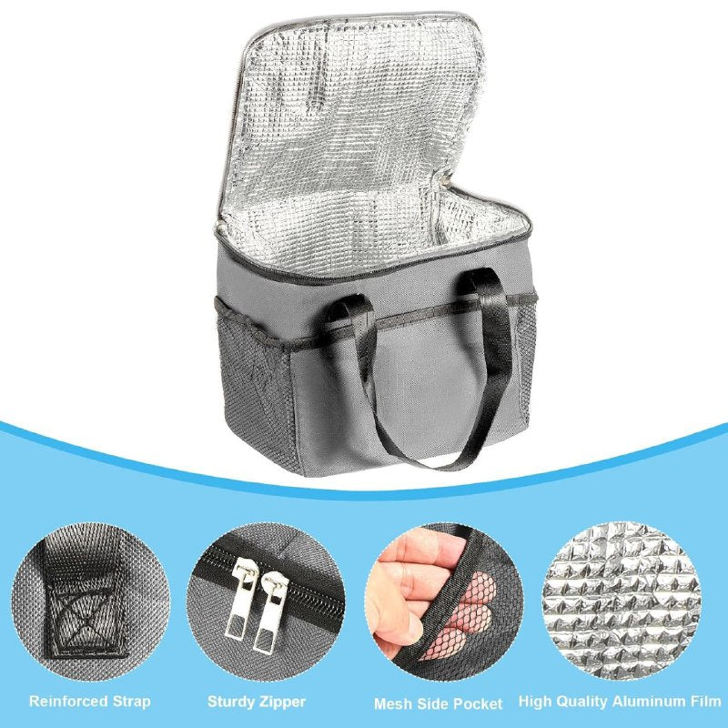 LONCHERA TERMICA PORTATIL PARA ALIMENTOS, LONCHERA BOLSA FACIL DE LLEVAR 5 COLORES 25X20CM