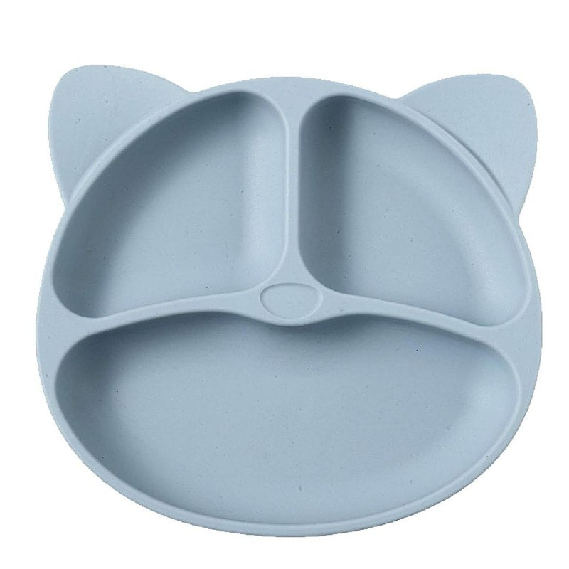 PLATO EN SET INFANTIL DE 4 DIVISIONES DE GATO PARA BEBES NO TOXICO 4 COLORES