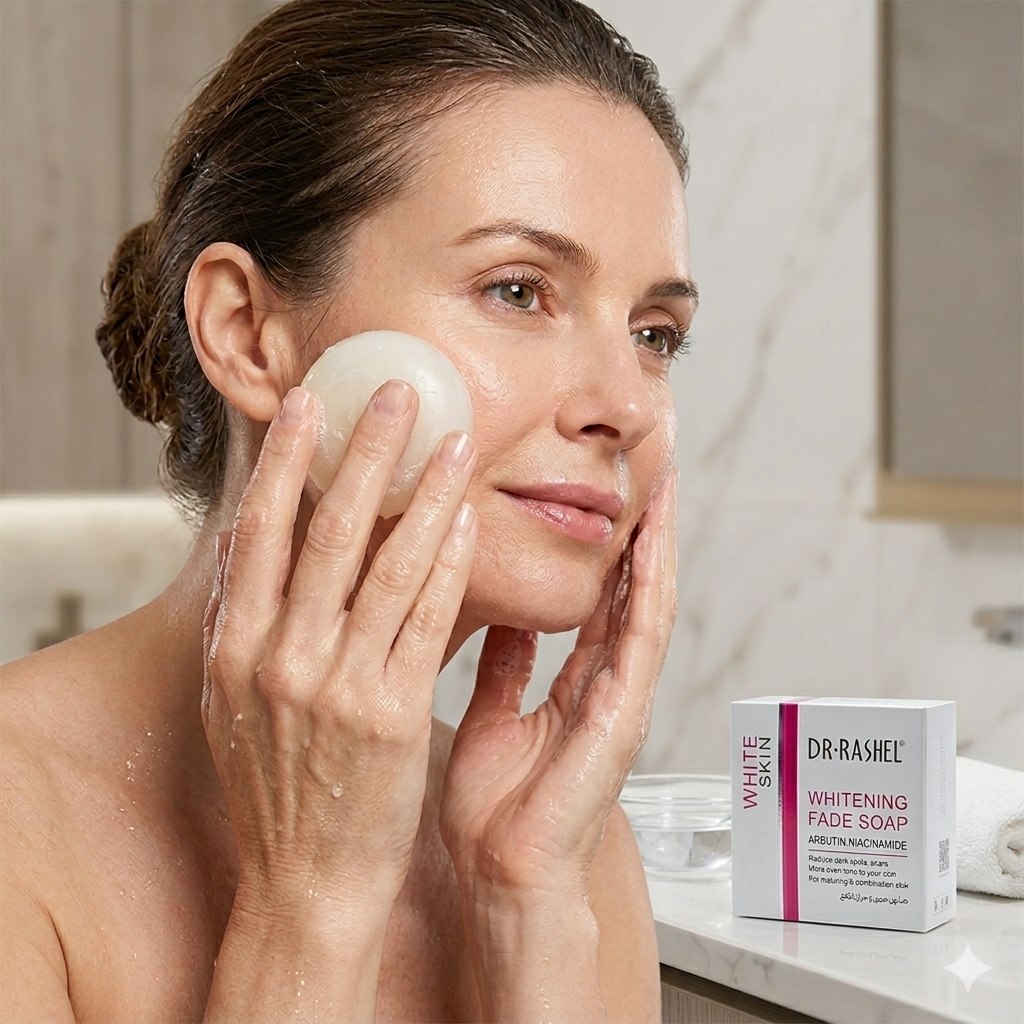 JABON FACIAL EN BARRA BLANQUEADOR CON ARBUTINA NIACINAMIDA Y COLAGENO DR RASHEL 100G