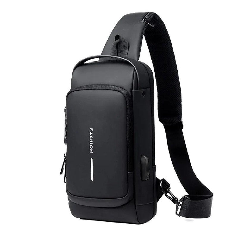 MOCHILA ECONOMICA CRUZADA IMPERMEABLE PARA HOMBRE CON PUERTO USB, SENDERISMO Y CAMINAR, DURADERO PORTATIL Y CLAVE ANTIRROBO