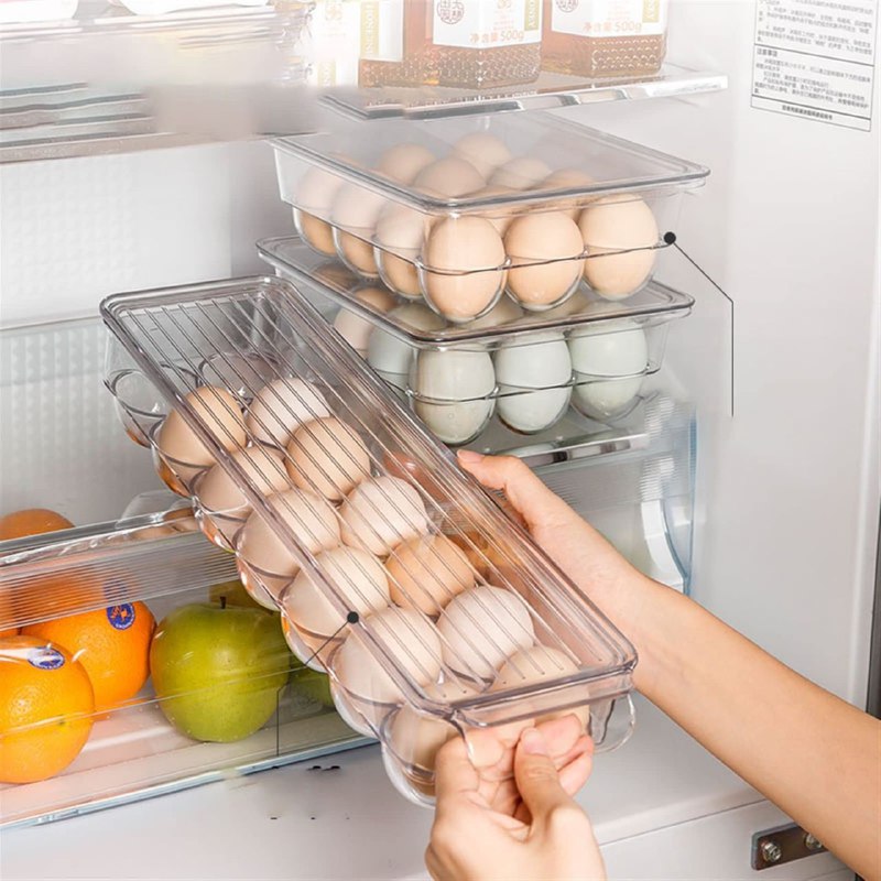 ORGANIZADOR DE HUEVOS TRANSPARENTE HUEVERA PARA 14 HUEVOS 37X11X7.5CM