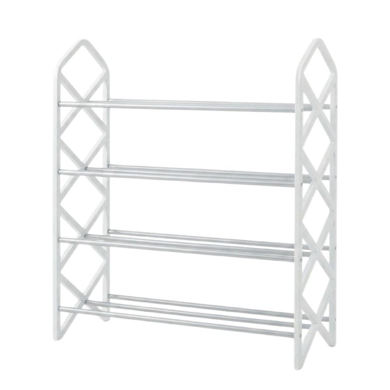 ZAPATERO ORGANIZADOR COMPACTO MODULAR DE 4 NIVELES CON SOPORTES LATERALES EN FORMA DE DIAMANTE SHOE RACK YX105 58X42X18.5 CM