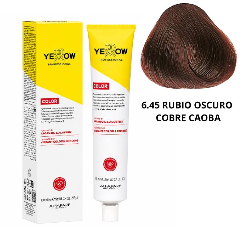 TINTE PERMANENTE PARA EL CABELLO CON ACEITE DE ARGAN Y ALOETRIX TONO 6.45 RUBIO OSCURO COBRE CAOBA ALFAPARF 100ML