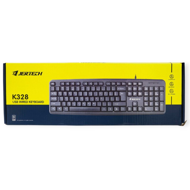 TECLADO CON CABLE USB PRACTICO, DISEÑO DE TECLADO COMPLETO, CONTROL GLOBAL, 105 TECLAS JERTECH K328