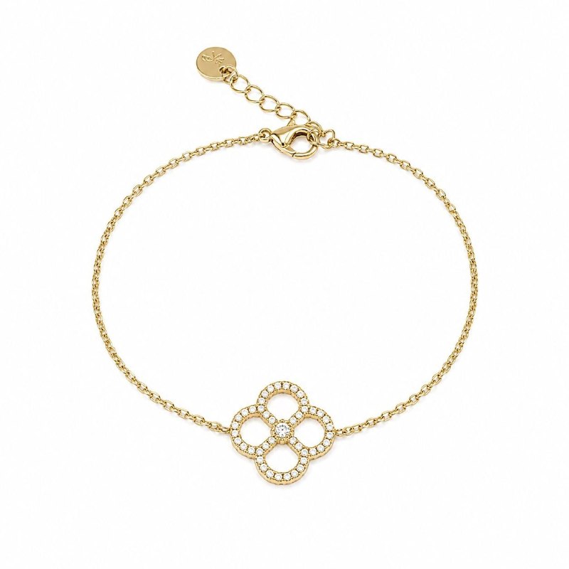 PULSERA DE ENCHAPE PARA DAMA CON DISEÑO DE FLOR 11CM