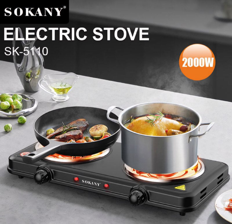 MAQUINA ESTUFA ELECTRICA, GRAN POTENCIA DE FUEGO 2000W, MULTIPLES OPCIONES DE COCCION, POTENCIA AJUSTABLE SOKANY SK-5110