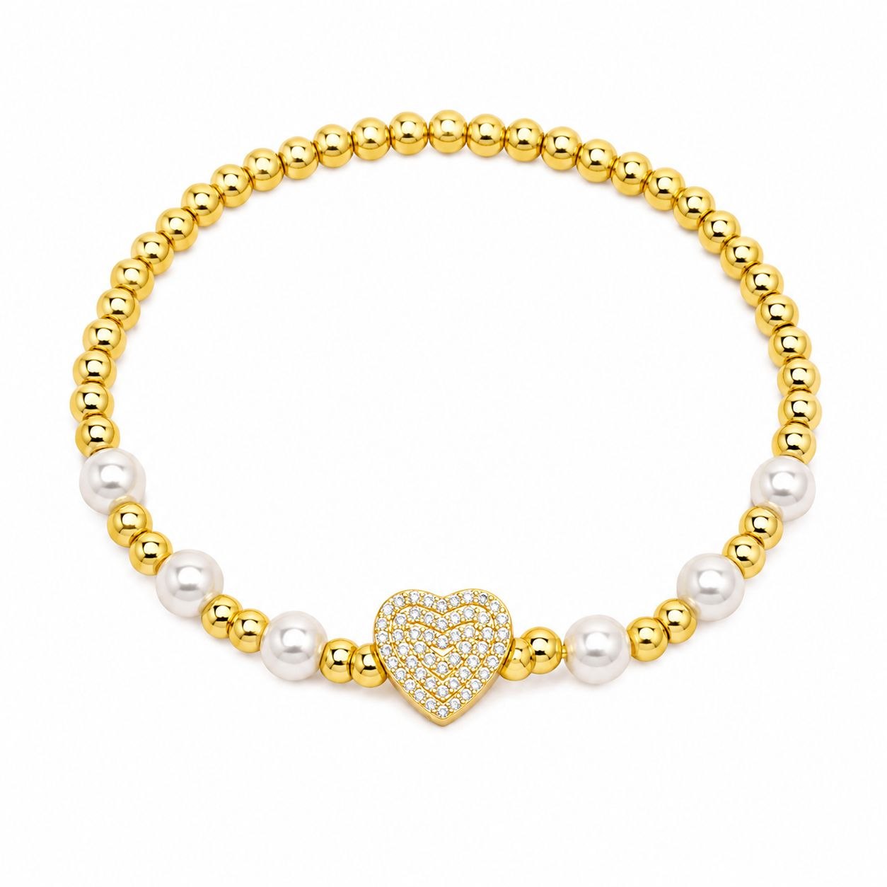 PULSERA DE ENCHAPE PARA DAMA CON DISEÑO DE CORAZON