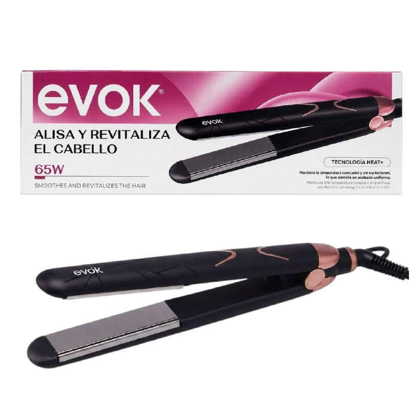 CEPILLO ALISADOR ELÉCTRICO TÉRMICO CON DISEÑO DE DESENREDE AVANZADO EVOK ALISA Y REVITALIZA EL CABELLO 65W