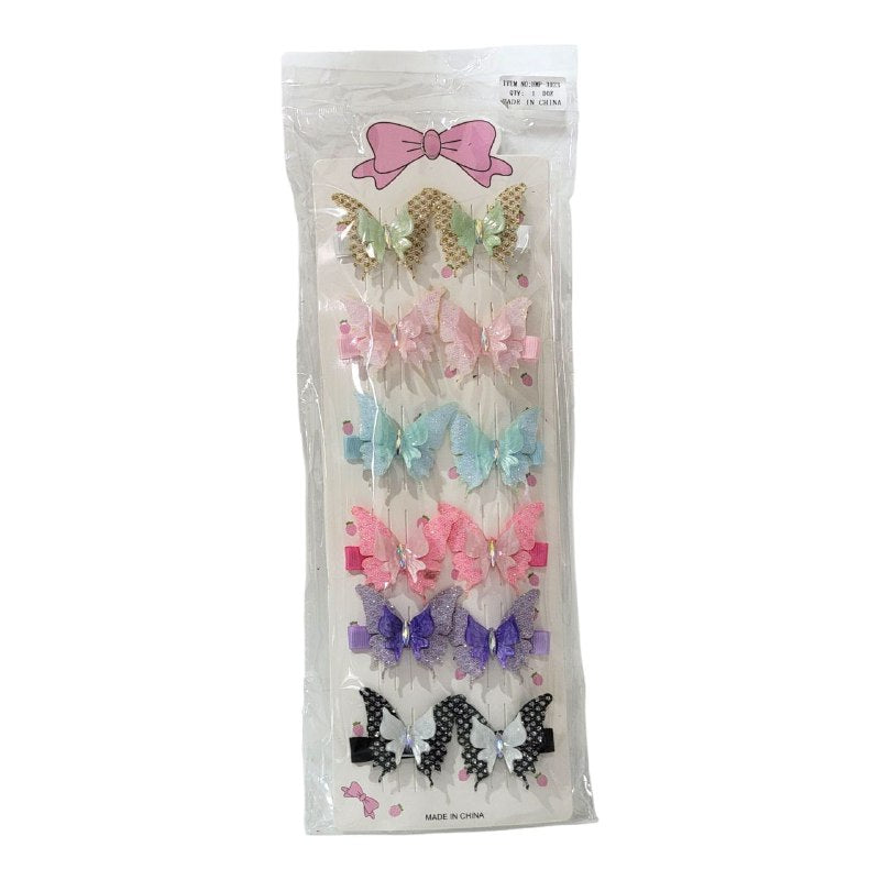 GANCHO PARA EL CABELLO DE PINZA DE MARIPOSA PAQUETE DE 6UND, MEDIDA 5CM