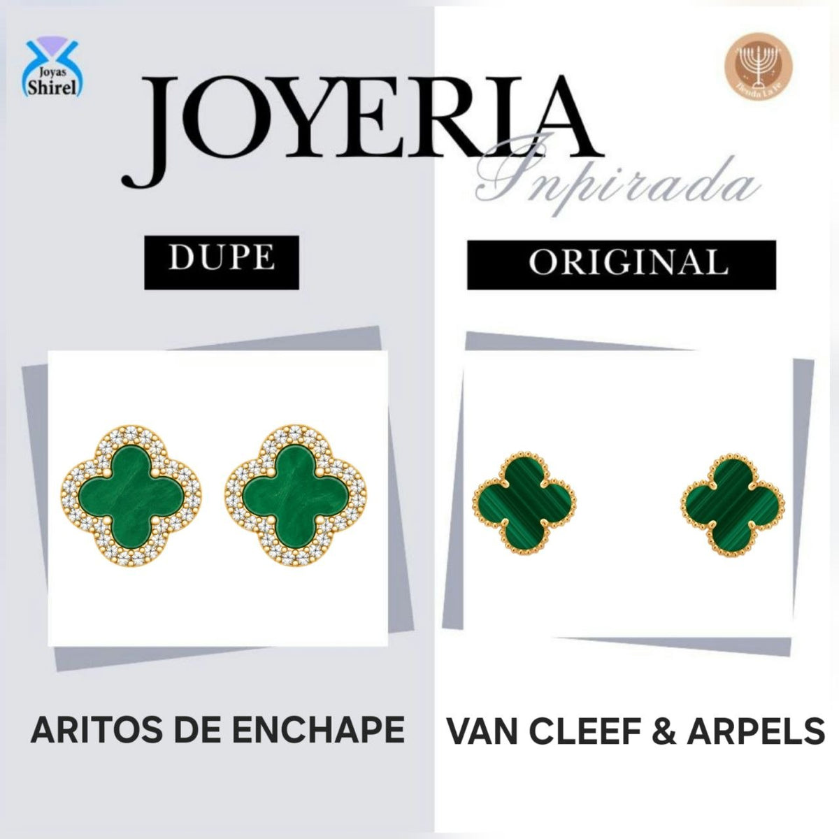 ARITOS DE ENCHAPE CON DISEÑO DE TRÉBOL VERDE CON CIRCONES 1.2CM