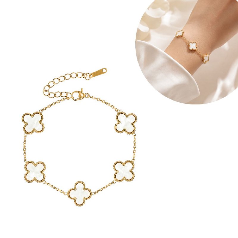 PULSERA DE ENCHAPE PARA DAMA CON DISEÑO DE FLOR 19CM (DUPE DE VAN CLEEF)