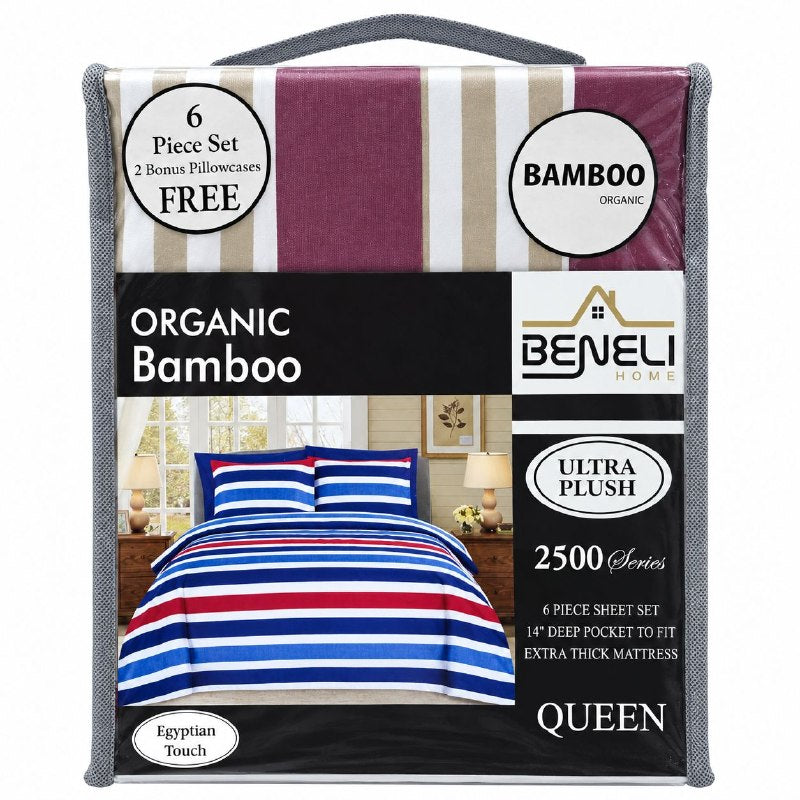 JUEGO DE SABANAS QUEEN DE 6 PIEZAS EN MICROFIBRA Y BAMBU BENELI HOME