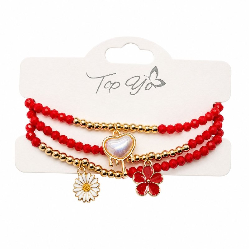 SET DE 3 PULSERAS AJUSTABLES  DE ENCHAPE PARA DAMAFORMA FLOR
