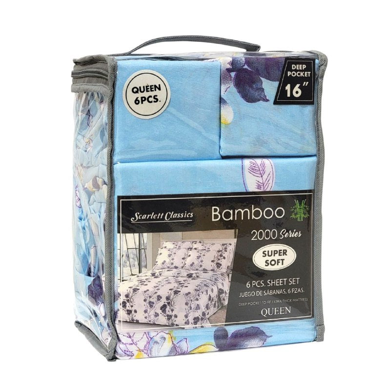 JUEGO DE SABANAS CAMERA DE 6 PIEZAS QUEEN SCARLETT CLASSICS BAMBOO, 54 ESTILOS