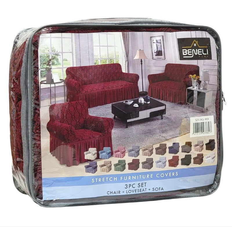 SET DE FORROS ELASTICOS DE MUEBLES, JUEGO DE 3 PIEZAS PARA MUEBLES VARIOS COLORES BENELI HOME