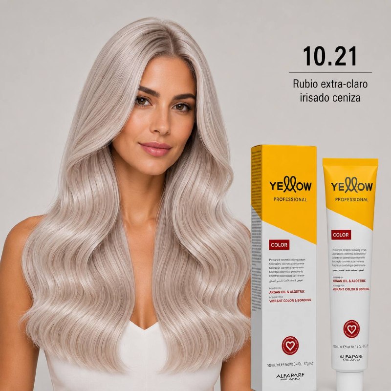 TINTE PERMANENTE PARA EL CABELLO CON ACEITE DE ARGAN Y ALOETRIX TONO 10.21 RUBIO EXTRA CLARO IRISADO CENIZA ALFAPARF 100ML
