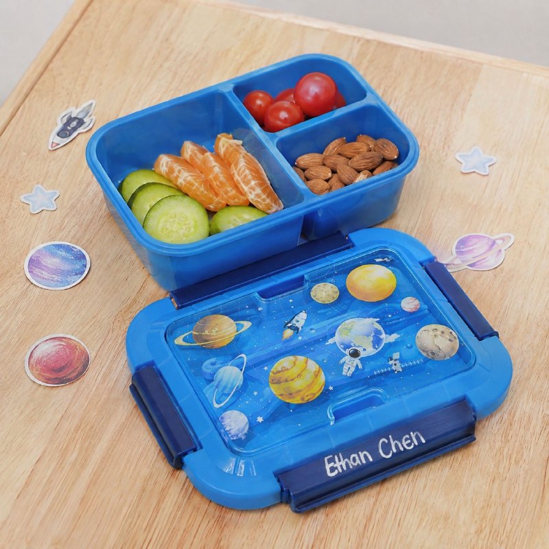 RECIPIENTE PANA PARA ALIMENTOS HERMETICA DE 3 COMPARTIMIENTOS CON CUBIERTOS PARA NIÑOS(AS) FRESH GUARD 1400ML