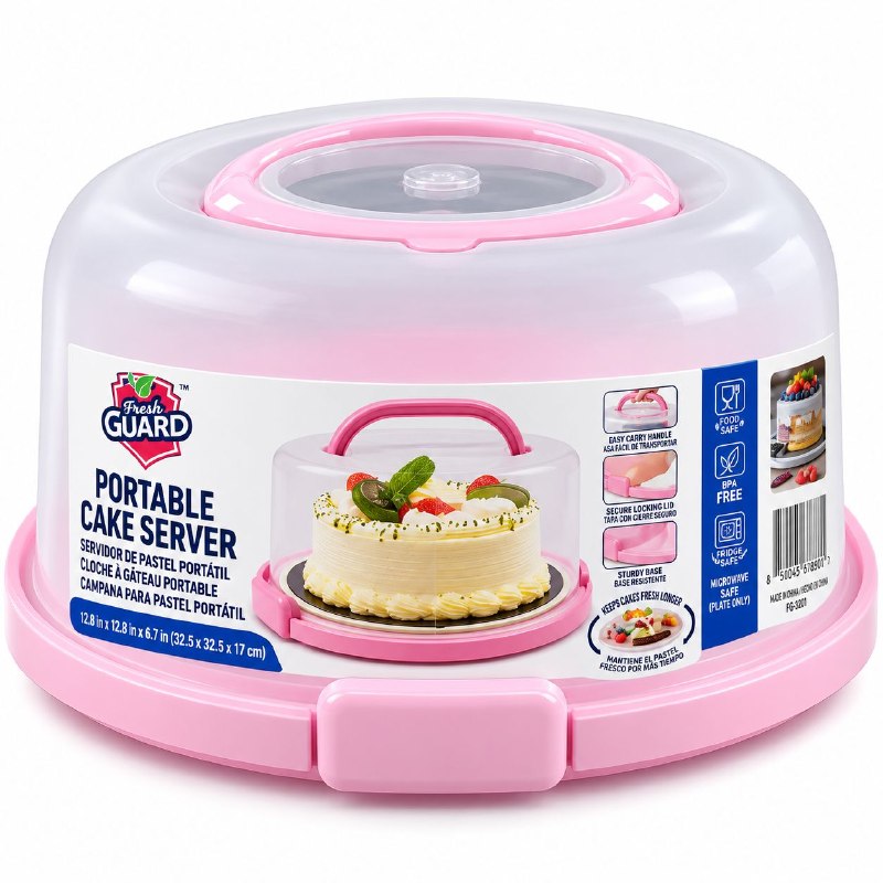 RECIPIENTE PORTA PASTELES CON CUPULA PROTECTORA FRESH GUARD 28X14CM