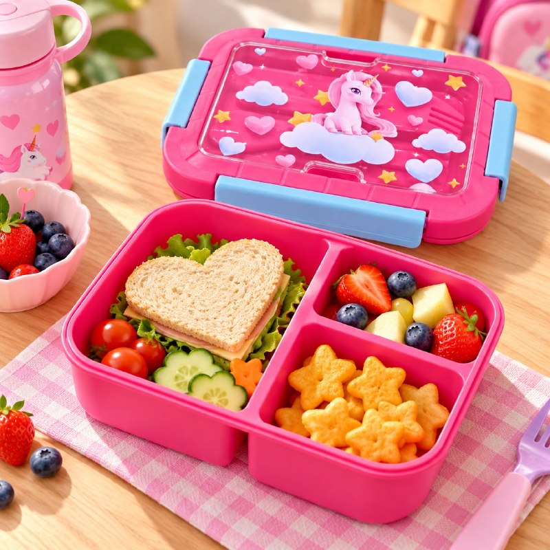RECIPIENTE PANA PARA ALIMENTOS HERMETICA DE 3 COMPARTIMIENTOS CON CUBIERTOS PARA NIÑOS(AS) FRESH GUARD 1400ML