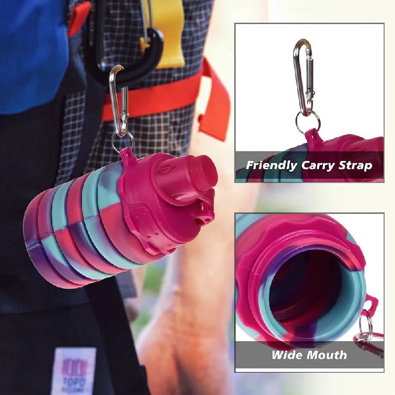 BOTELLA PARA LIQUIDOS FRIOS O CALIENTES DE SILICONA PLEGABLE