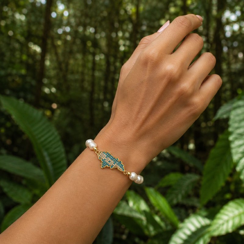 PULSERA DE ENCHAPE ELASTICA PARA DAMA CON DISEÑO DE HONDURAS