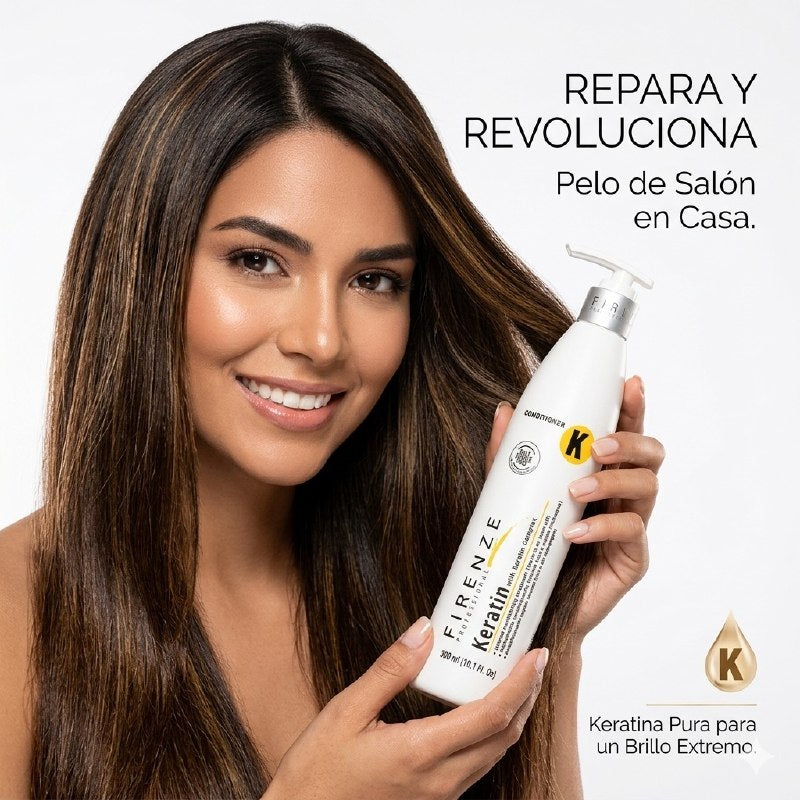 ACONDICIONADOR 3 EN 1, ACONDICIONA, CREMA DE PEINAR O PROTECTOR TERMICO LIBRE DE SAL FIRENZE 300ML