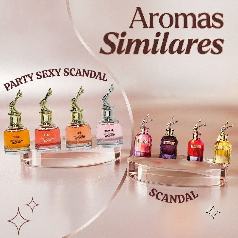SET DE 4 MINI PERFUME ECONÓMICOS MYSTICAL GIRL SEXY SCANDAL EDP 4X30ML