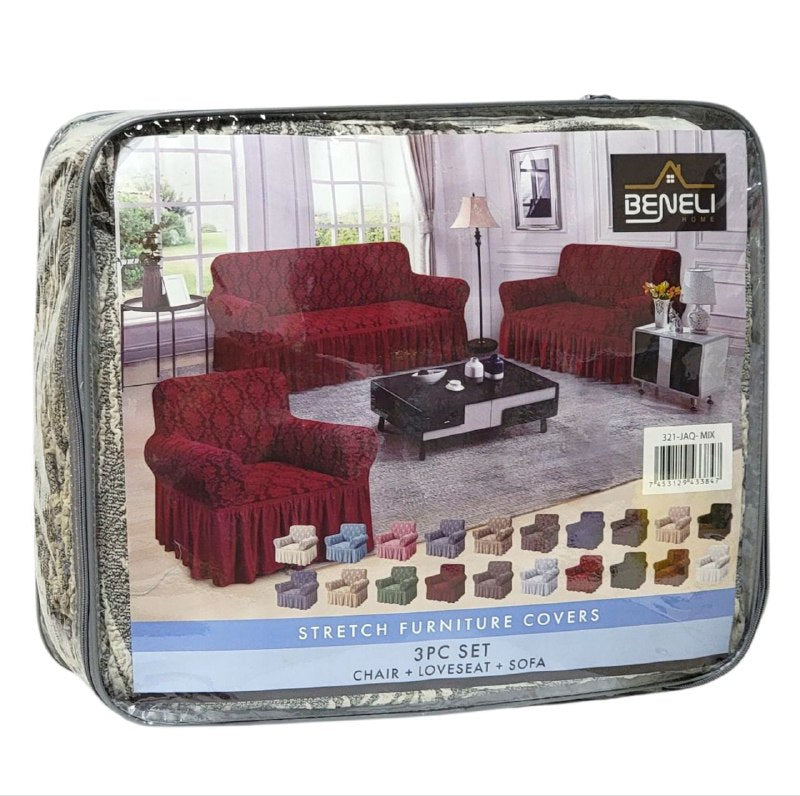 SET DE FORROS ELASTICOS DE MUEBLES, JUEGO DE 3 PIEZAS PARA MUEBLES VARIOS COLORES BENELI HOME