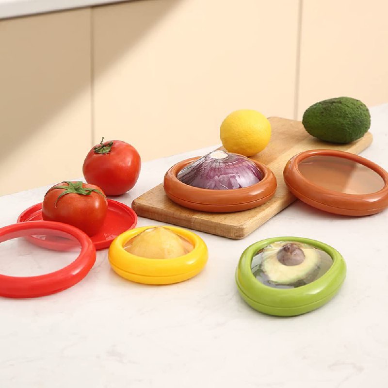 RECIPIENTES DE ALMACENAMIENTO ALMACENADOR DE FRUTAS Y VERDURAS PARA REFRIGERADOR. CONTENEDORES DE ALIMENTOS REUTILIZABLES HERMETICOS FRESCOS, LIMON, CEBOLLA, AGUACATE, TOMATE FRESH STRETCH 4UND