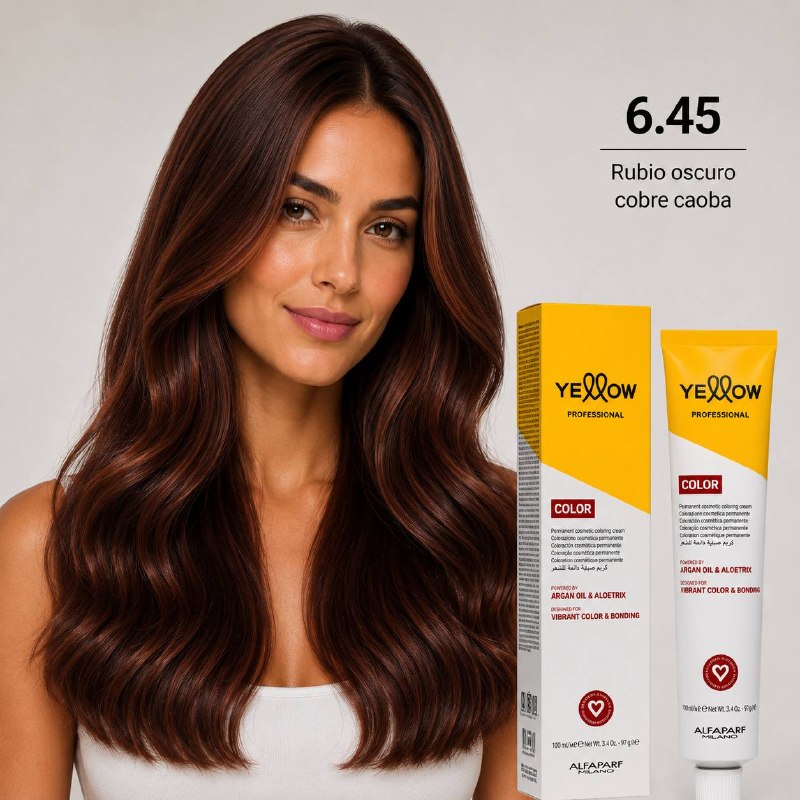 TINTE PERMANENTE PARA EL CABELLO CON ACEITE DE ARGAN Y ALOETRIX TONO 6.45 RUBIO OSCURO COBRE CAOBA ALFAPARF 100ML
