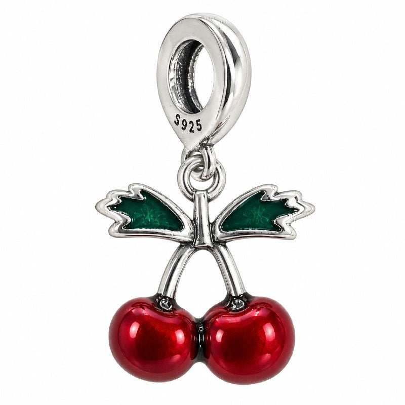 CHARM DE PLATA 9.25 CON DISEÑO DE CEREZA MEDIDA: 2CM PESO: 2.7G