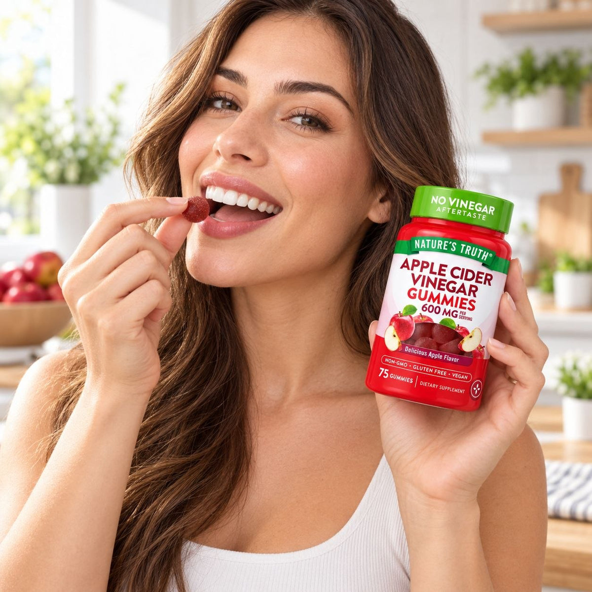 VITAMINAS EN GOMITAS SABOR VINAGRE DE SIDRA DE MANZANA, RACION 600MG, SIN GLUTEN VEGANO NATURE S TRUTH 75UND