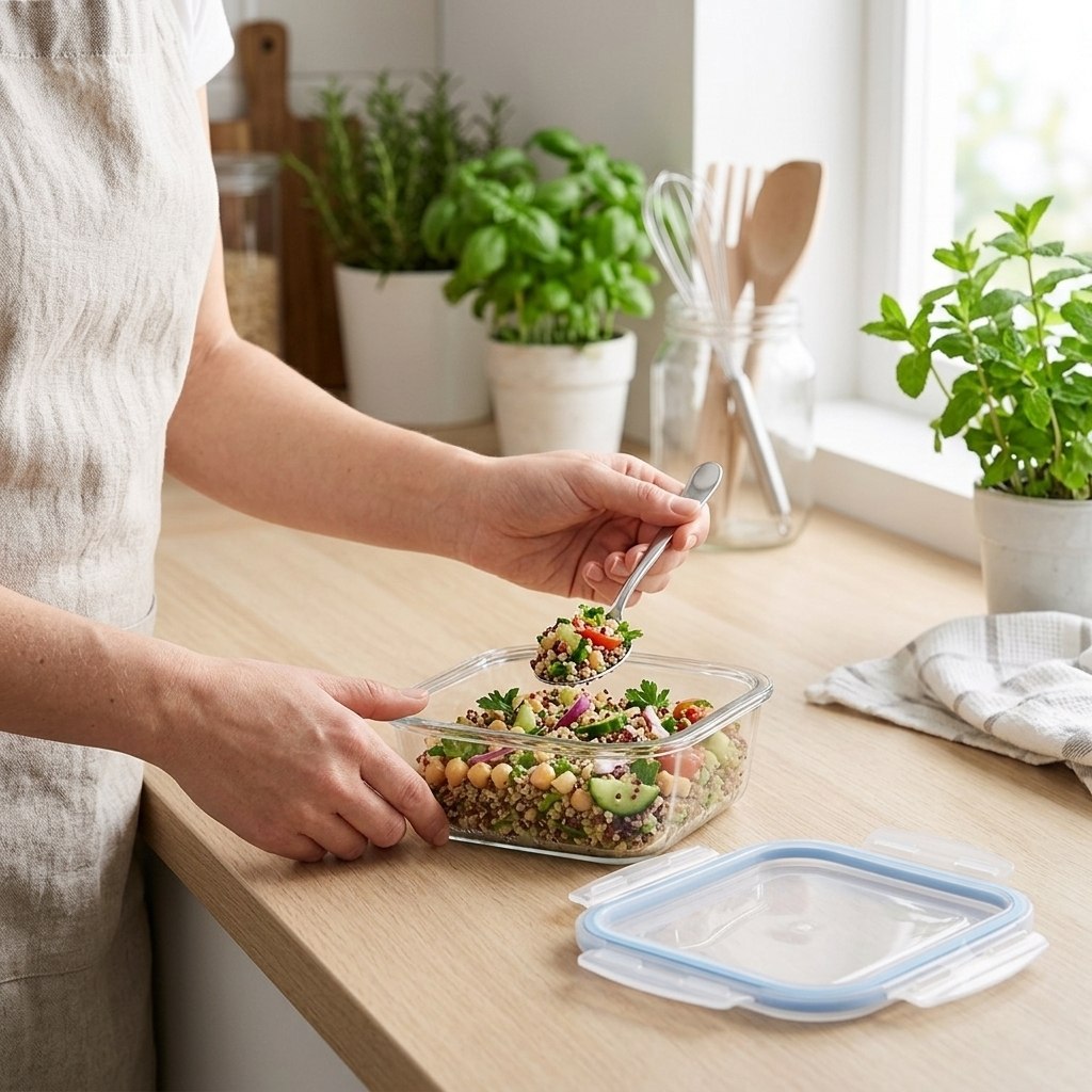 RECIPIENTE DE VIDRIO PARA ALMACENAR Y TRANSPORTAR COMIDAS DE FORMA PRÁCTICA Y SEGURA BENELI HOME 740ML