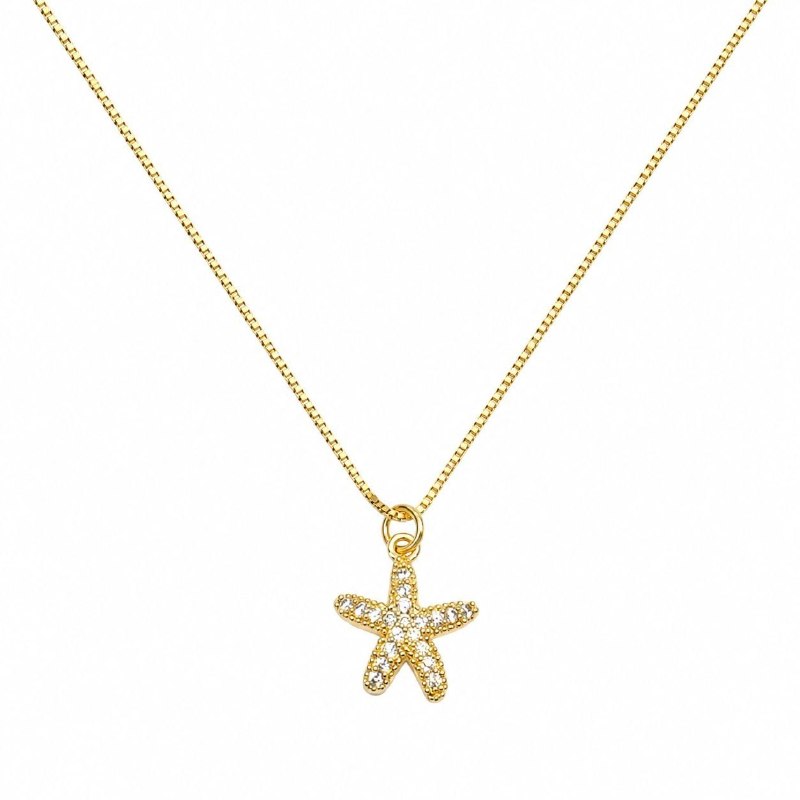 GARGANTILLA DE ENCHAPE PARA DAMA CON DISEÑO DE ESTRELLA DE MAR 2.3CM (DUPE DE SWAROVSKI)