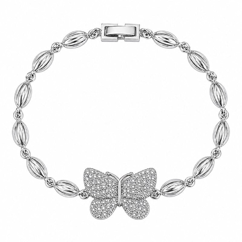 PULSERA DE ENCHAPE PARA DAMA CON DISEÑO DE MARIPOSA 19CM