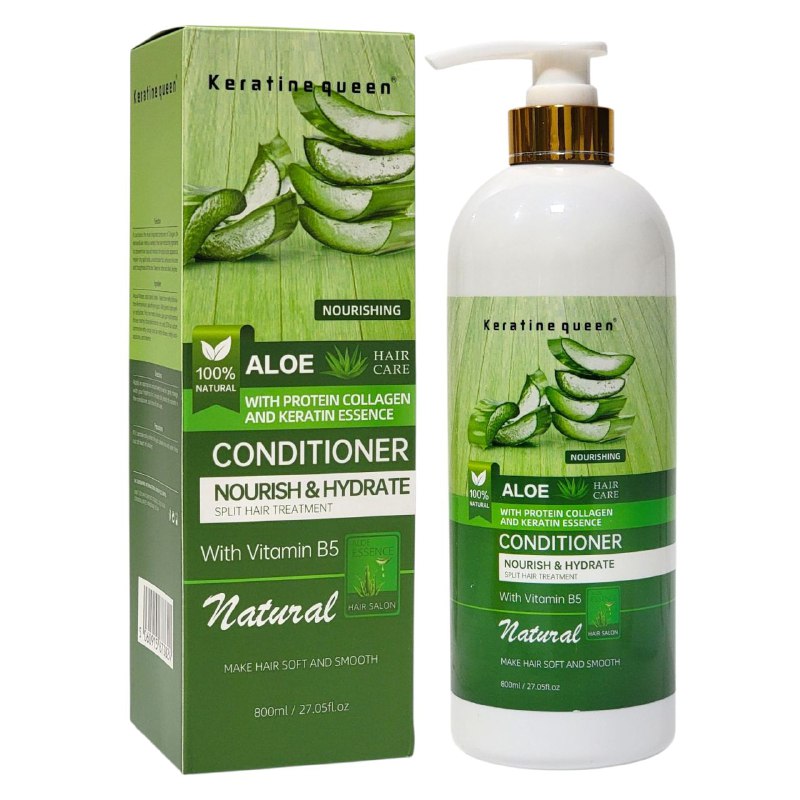 ACONDICIONADOR DE ALOE VERA CON COLAGENO Y QUERATINA NUTRE E HIDRATA KERATINE QUEEN 800ML