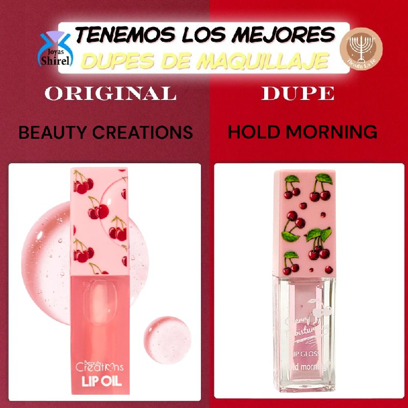BRILLO LABIAL LIP HIDRATANTE DE CEREZA DOBLE EFECTO HOLD MORNING (DUPE DE BEAUTY CREATIONS)