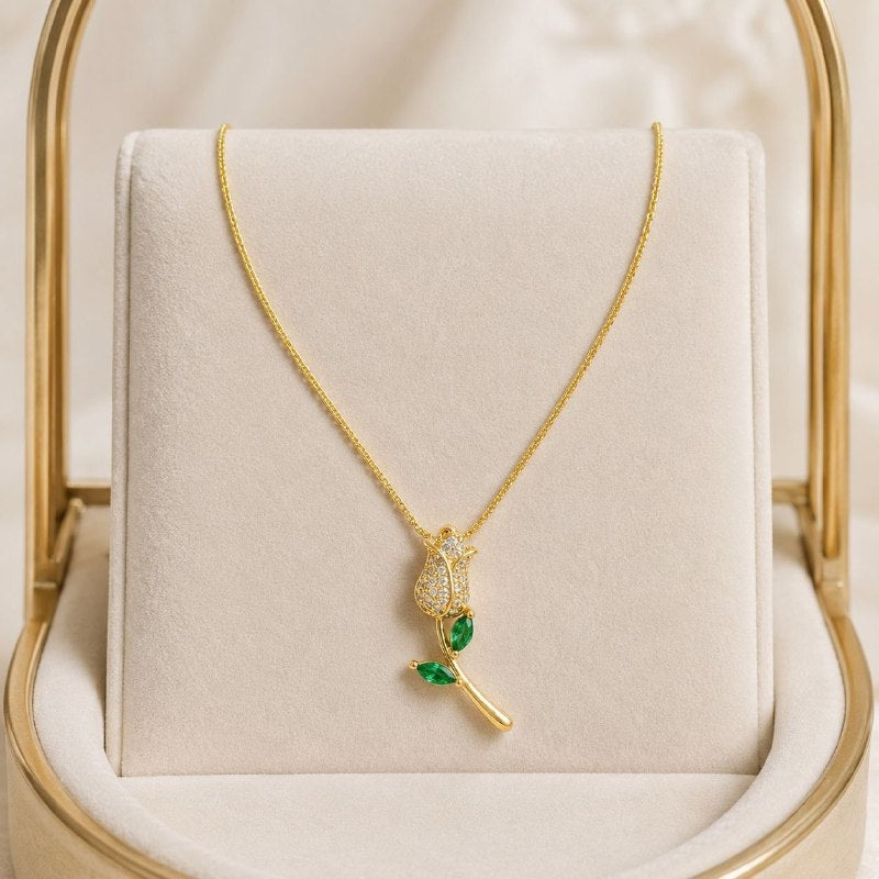 GARGANTILLA DE ENCHAPE PARA DAMA CON DISEÑO DE FLOR TULIPAN 3.3CM