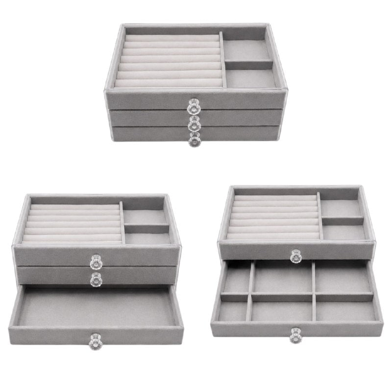ORGANIZADOR JOYERO ELEGANTE 2 EN 1 DE 3 NIVELES 10.5CMX14CMX24CM