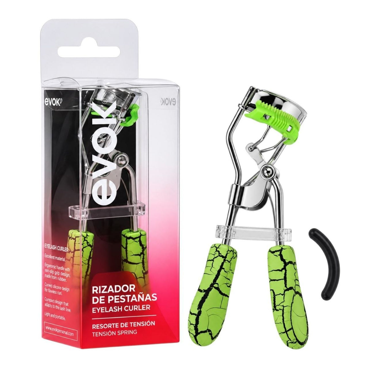 RIZADOR DE PESTAÑAS DE ACERO CON RESORTE DE TENSIÓN EVOK 11CM