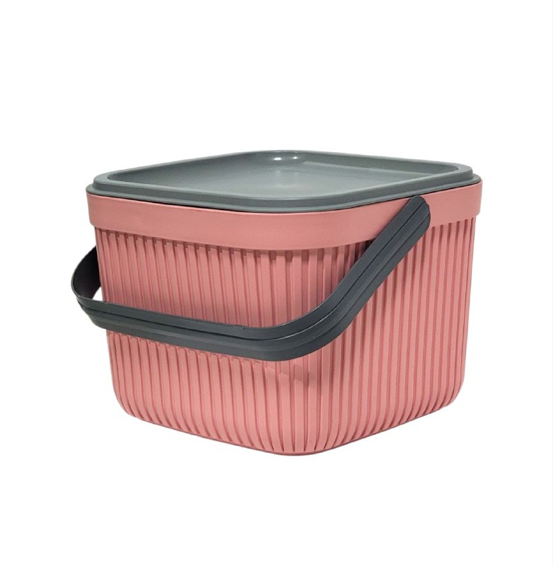 CANASTA ORGANIZADORA CON TAPA Y ASA COMODA Y PRACTICA, ACCESORIO PARA EL HOGAR, MANTIENE ORDEN DE FORMA COMPACTA MORDERNA HEREVIN 25X18CM