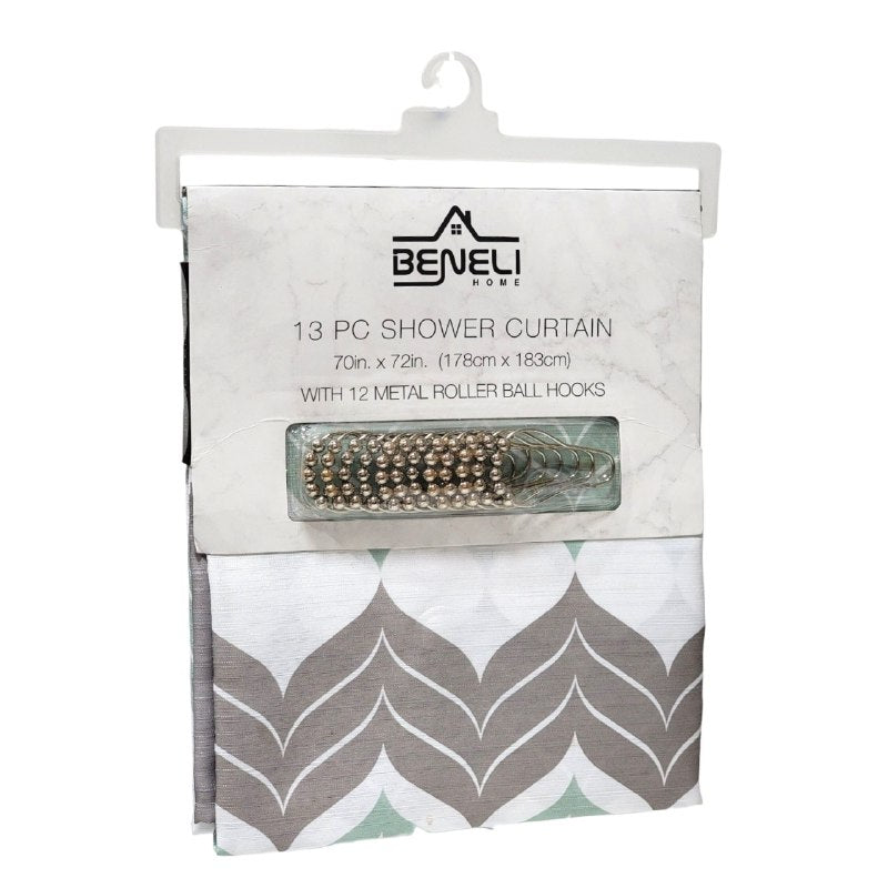 CORTINA DE DUCHA CON 12 GANCHOS DE METAL MODERNA Y ELEGANTE 178X183CM BENELI HOME