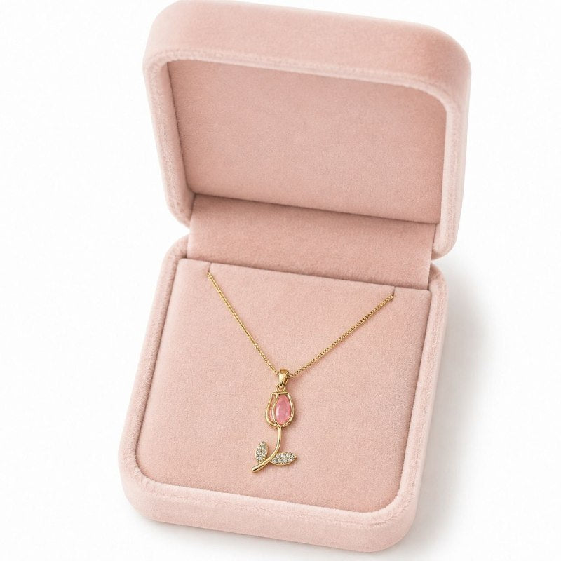 GARGANTILLA DE ENCHAPE PARA DAMA CON DISEÑO DE FLOR TULIPAN 3.2CM