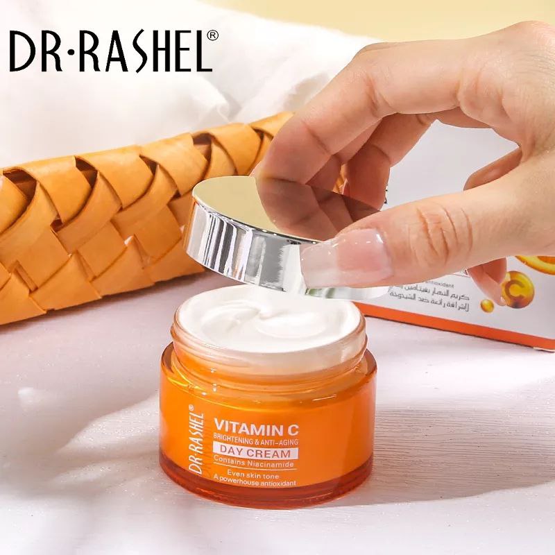 CREMA FACIAL DE DIA ILUMINADORA Y ANTIENVEJECIMIENTO CON VITAMINA C NIACINAMIDA Y COLAGENO DR RASHEL 50G
