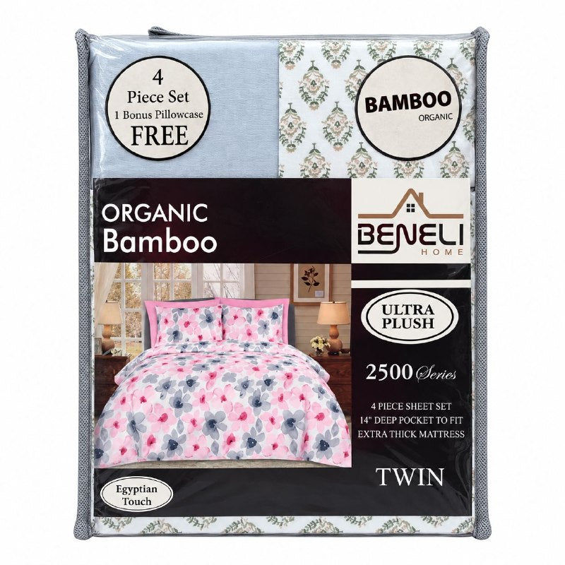 JUEGO DE SABANAS INDIVIDUAL DE 4 PIEZAS DE MICROFIBRA Y BAMBU BENELI HOME