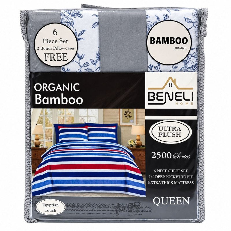 JUEGO DE SABANAS QUEEN DE 6 PIEZAS EN MICROFIBRA Y BAMBU BENELI HOME