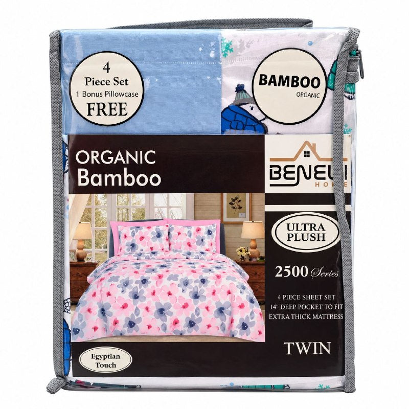 JUEGO DE SABANAS INDIVIDUAL DE 4 PIEZAS DE MICROFIBRA Y BAMBU BENELI HOME